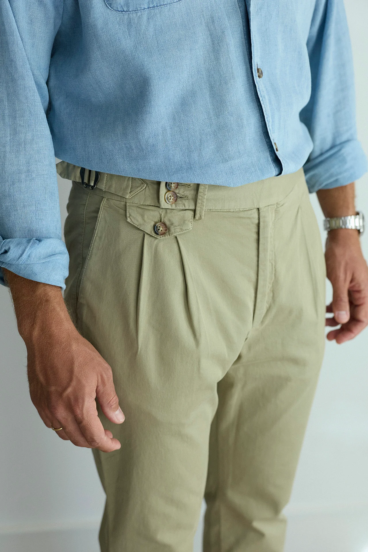 Pantalón Chino Sartorial Algodón Kaki Claro - Imagen 3