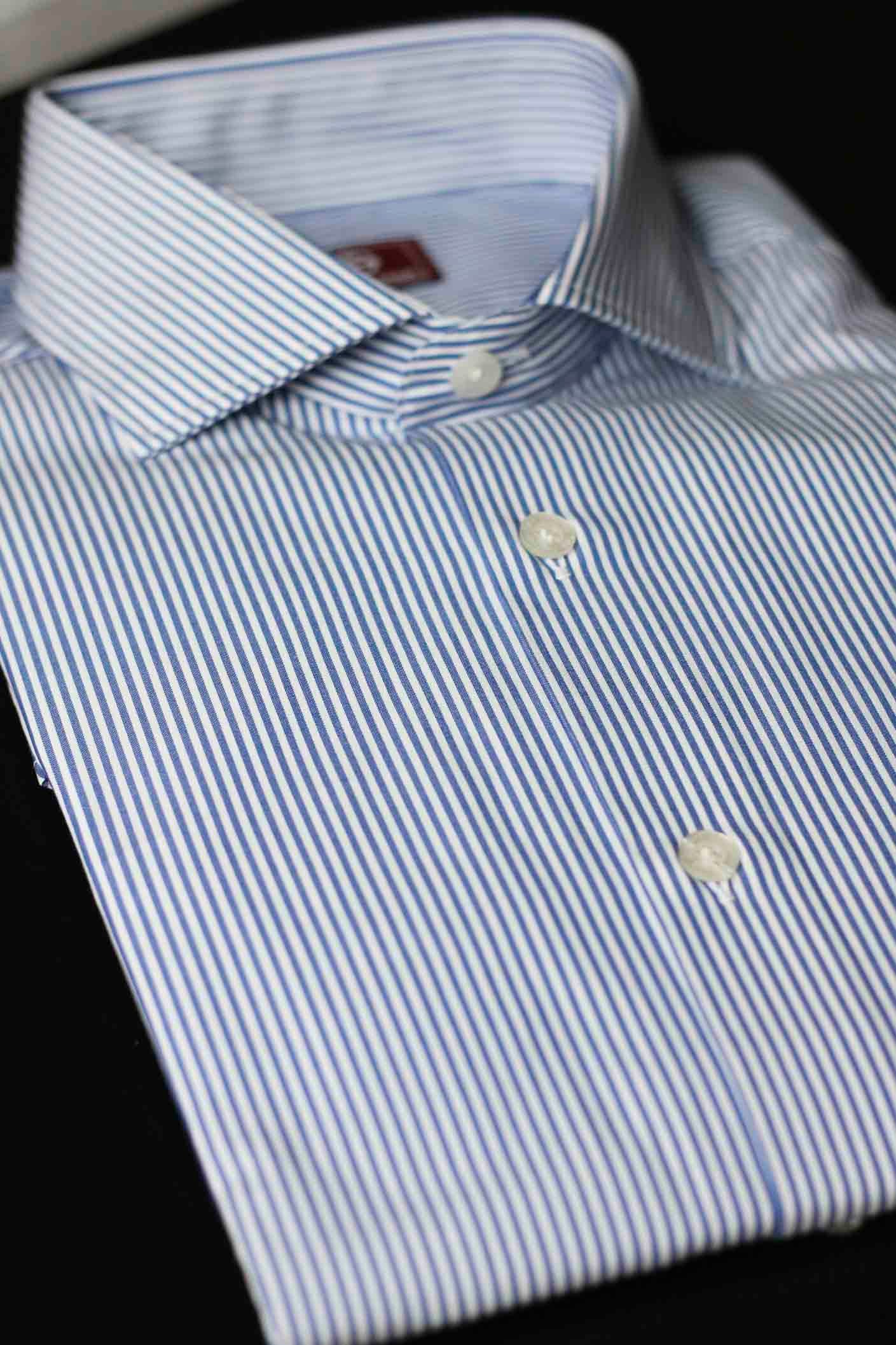 Camisa Vestir Rayas Blanca y Marino SIN gemelos - Imagen 2